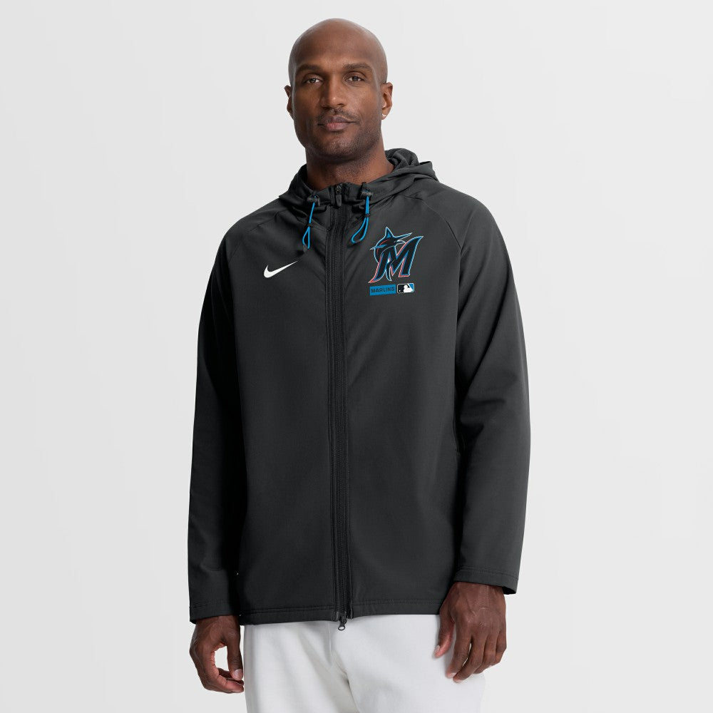 Miami Marlins Nike Authentic Collection Raglan Therma-FIT Full-Zip Hooded Jacket Sale