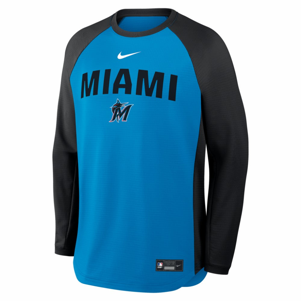Miami Marlins Nike Authentic Collection Raglan Dri-FIT Sweatshirt Clearance