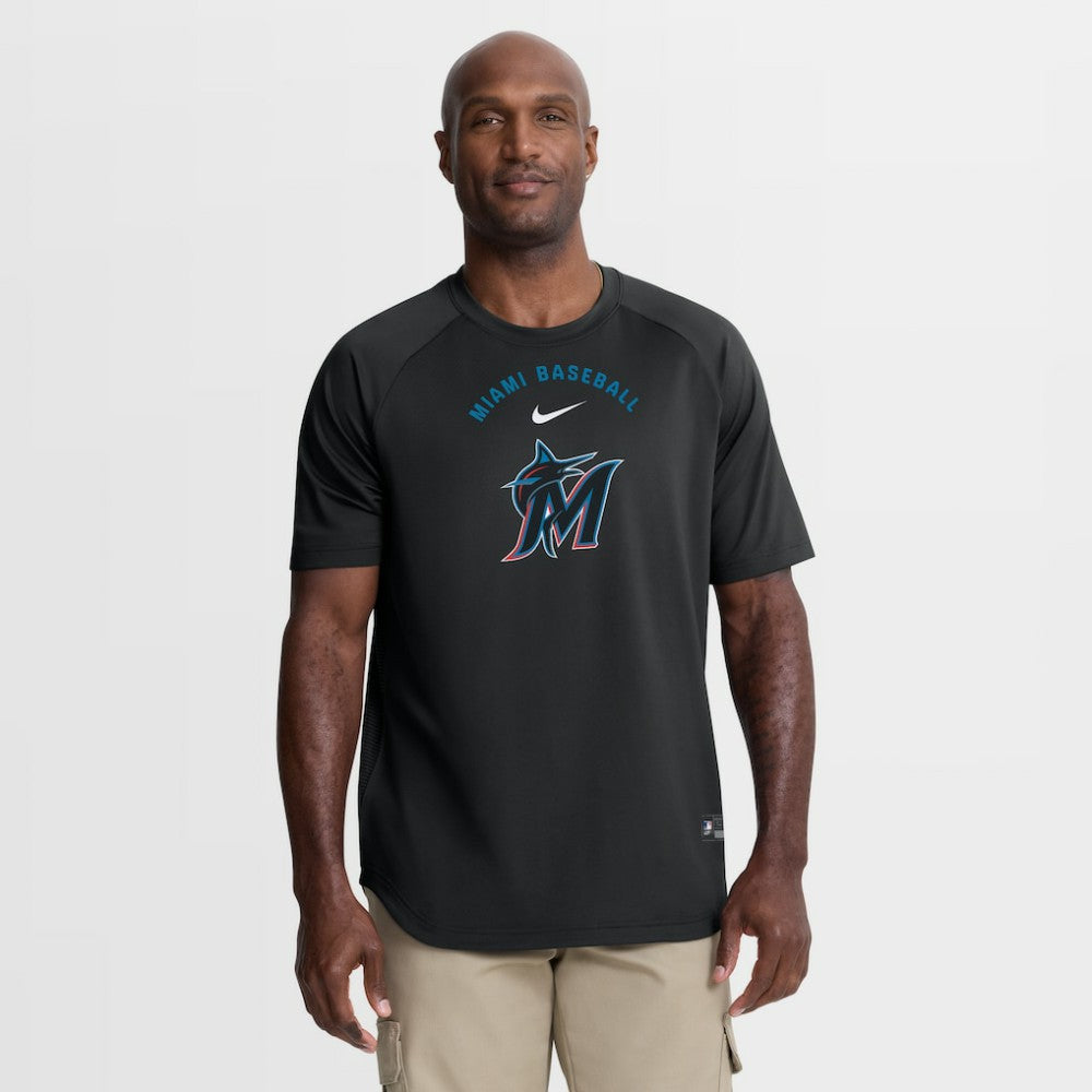 Miami Marlins Nike Authentic Collection Batting Practice Pre-Game Raglan Dri-FIT Top Lifestyle