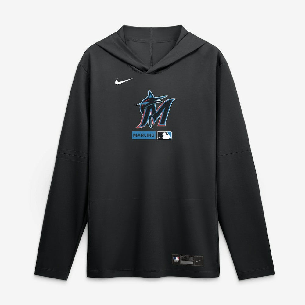 Miami Marlins Nike Authentic Collection Dri-FIT Long Sleeve Hooded T-Shirt Online