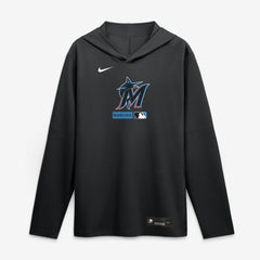 Miami Marlins Nike Authentic Collection Dri-FIT Long Sleeve Hooded T-Shirt Online