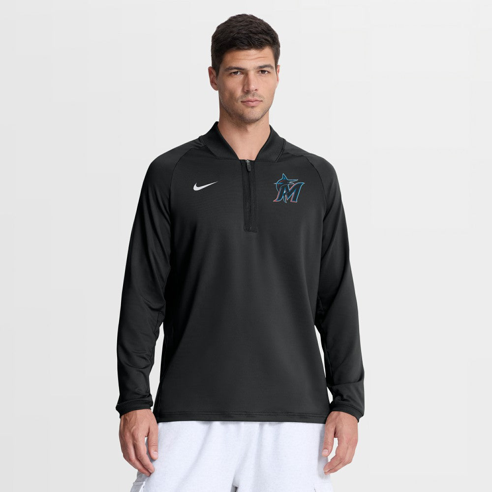 Miami Marlins Nike Authentic Collection Dri-FIT Raglan Half-Zip Pullover Online