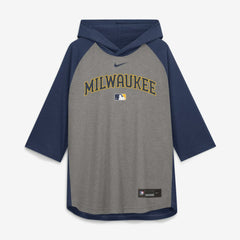 Milwaukee Brewers Nike Authentic Collection Flux Dri-FIT Raglan 3/4-Sleeve Hooded T-Shirt discount