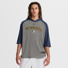 Milwaukee Brewers Nike Authentic Collection Flux Dri-FIT Raglan 3/4-Sleeve Hooded T-Shirt discount