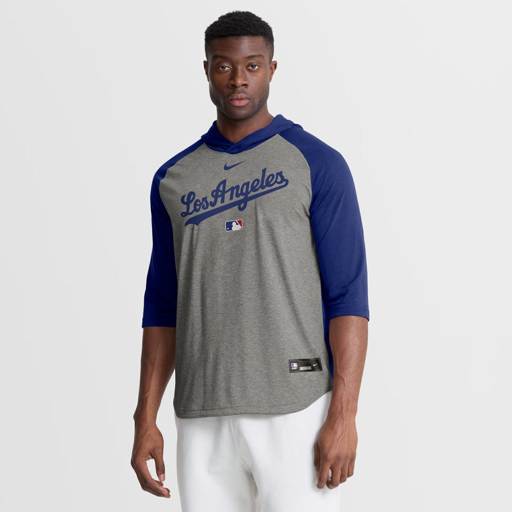 Los Angeles Dodgers Nike Authentic Collection Flux Dri-FIT Raglan 3/4-Sleeve Hooded T-Shirt Online