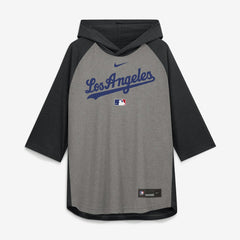 Los Angeles Dodgers Nike Authentic Collection Flux Dri-FIT Raglan 3/4-Sleeve Hooded T-Shirt Clearance