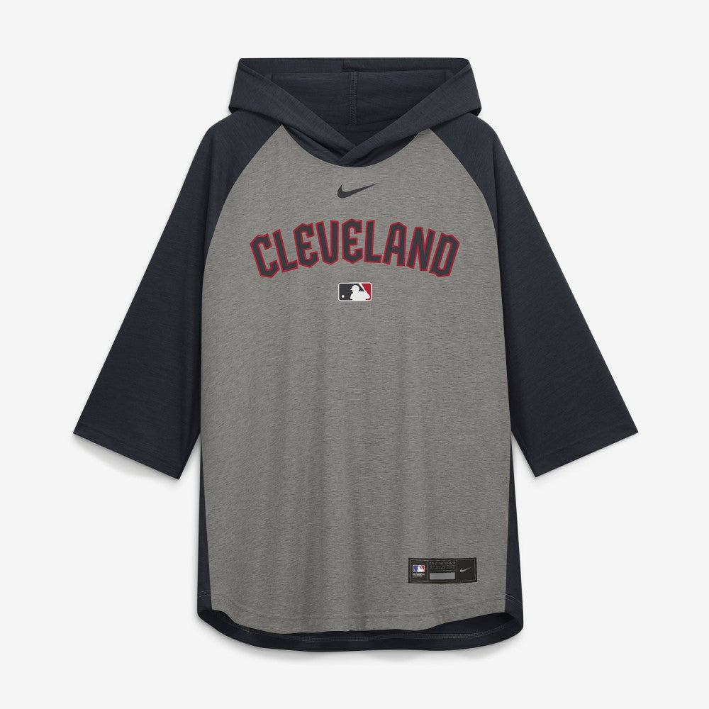 Cleveland Guardians Nike Authentic Collection Flux Dri-FIT Raglan 3/4-Sleeve Hooded T-Shirt Clearance