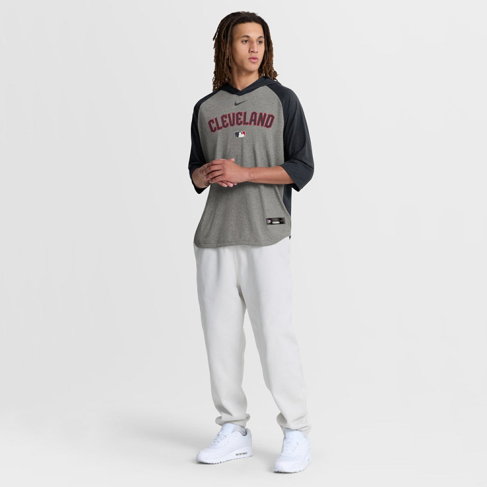 Cleveland Guardians Nike Authentic Collection Flux Dri-FIT Raglan 3/4-Sleeve Hooded T-Shirt Clearance