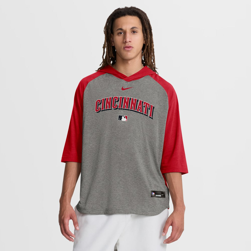 Cincinnati Reds Nike Authentic Collection Flux Dri-FIT Raglan 3/4-Sleeve Hooded T-Shirt Online