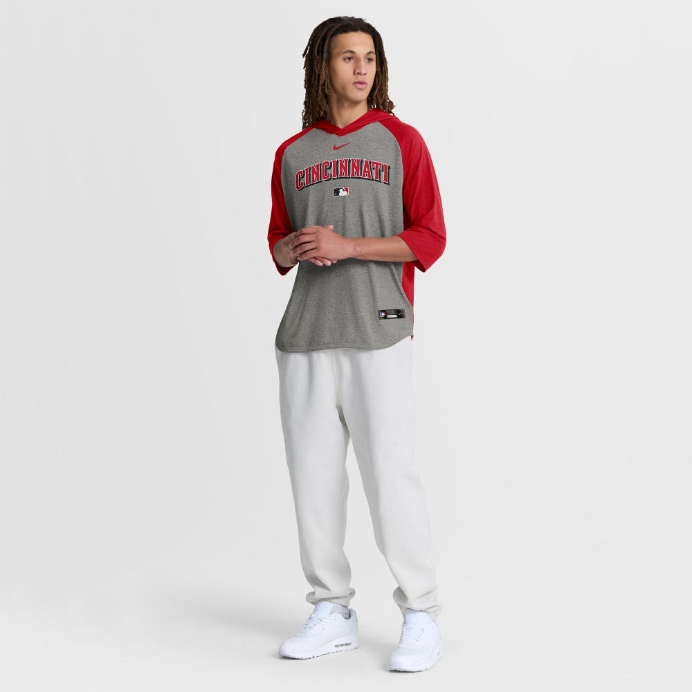 Cincinnati Reds Nike Authentic Collection Flux Dri-FIT Raglan 3/4-Sleeve Hooded T-Shirt Online