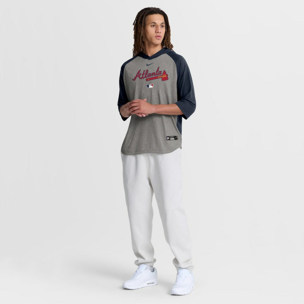 Atlanta Braves Nike Authentic Collection Flux Dri-FIT Raglan 3/4-Sleeve Hooded T-Shirt for sale