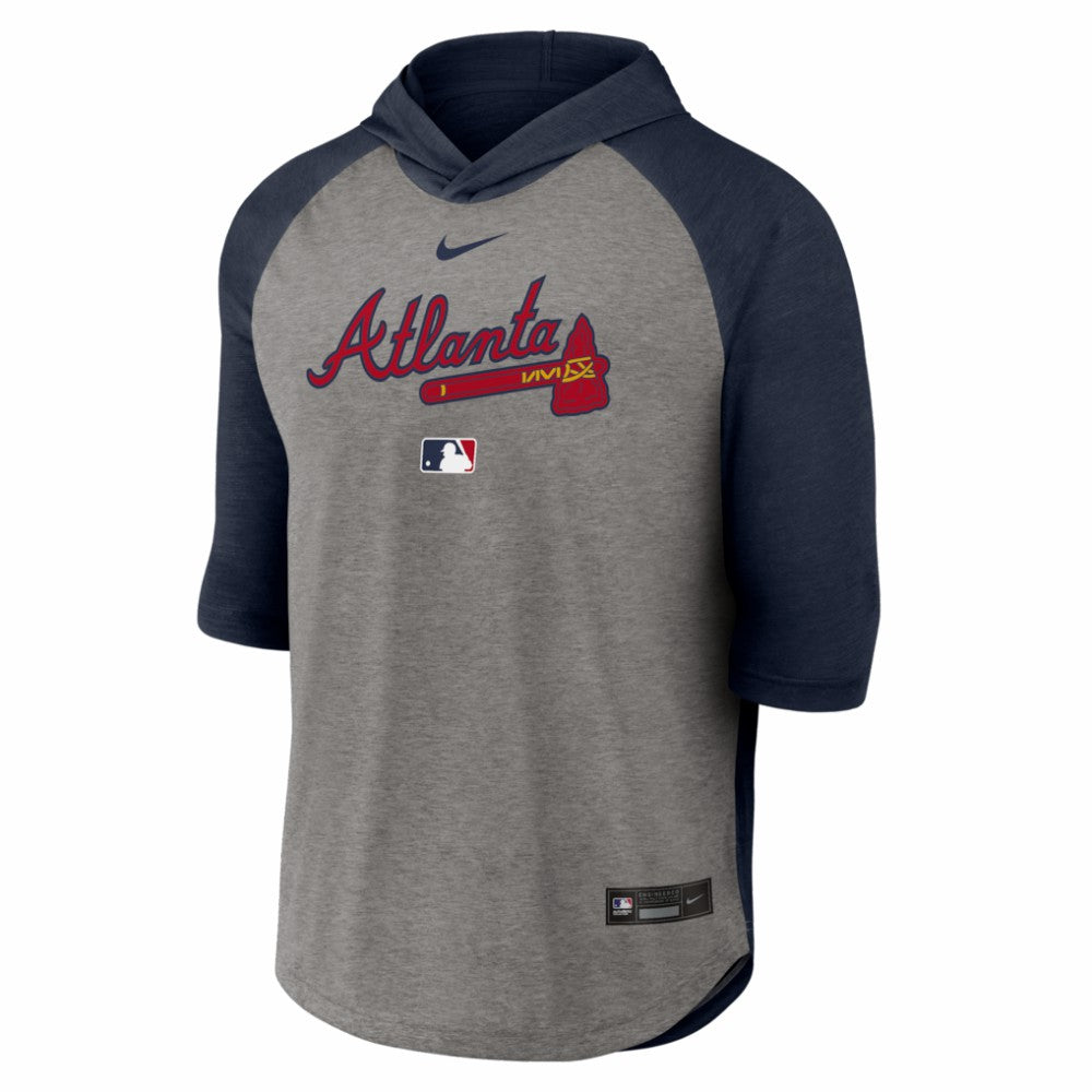 Atlanta Braves Nike Authentic Collection Flux Dri-FIT Raglan 3/4-Sleeve Hooded T-Shirt for sale