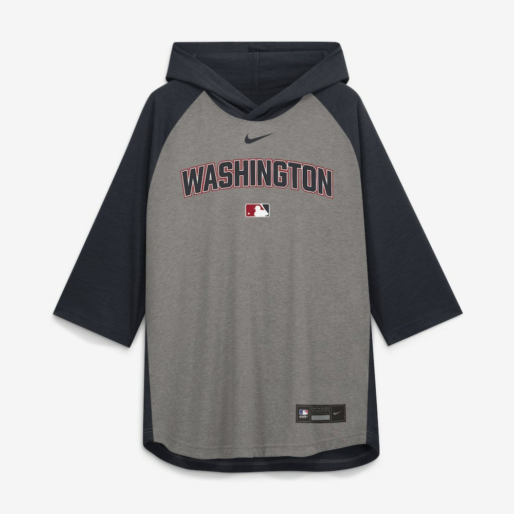 Washington Nationals Nike Authentic Collection Flux Dri-FIT Raglan 3/4-Sleeve Hooded T-Shirt Online