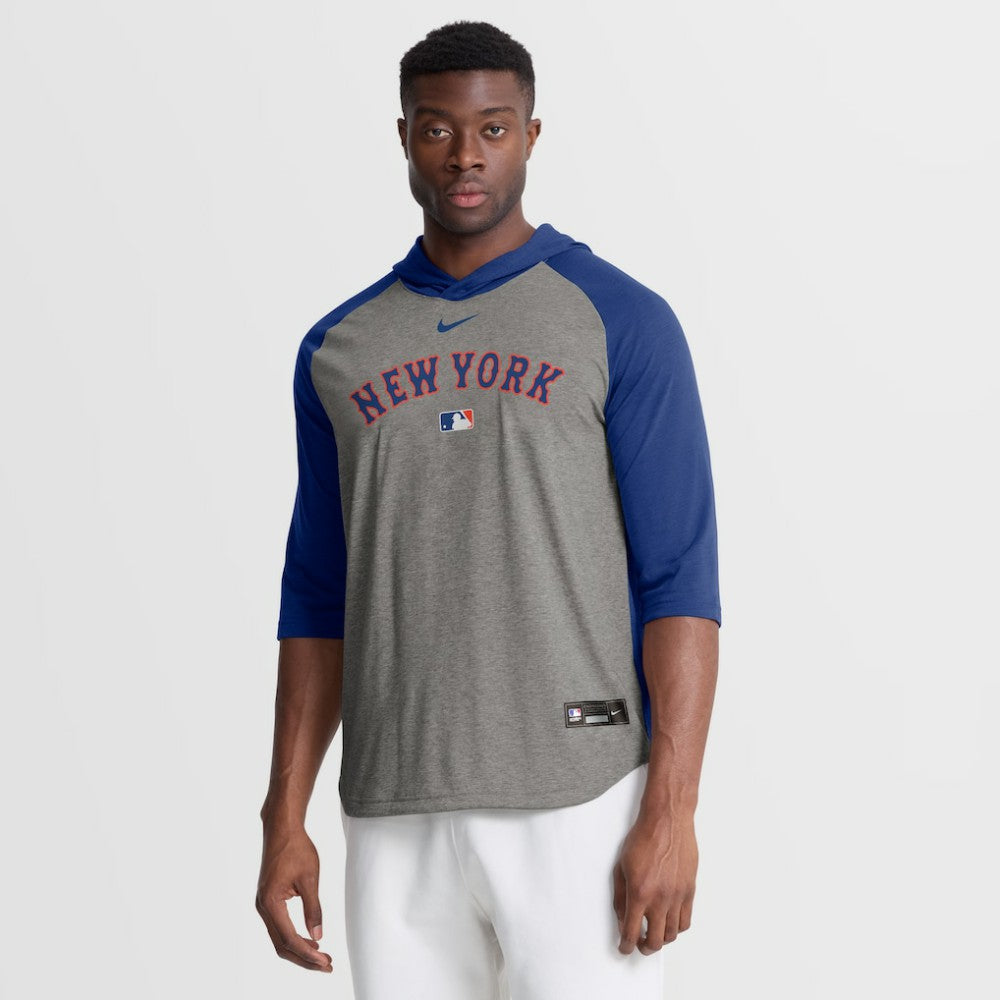 New York Mets Nike Authentic Collection Flux Dri-FIT Raglan 3/4-Sleeve Hooded T-Shirt for sale