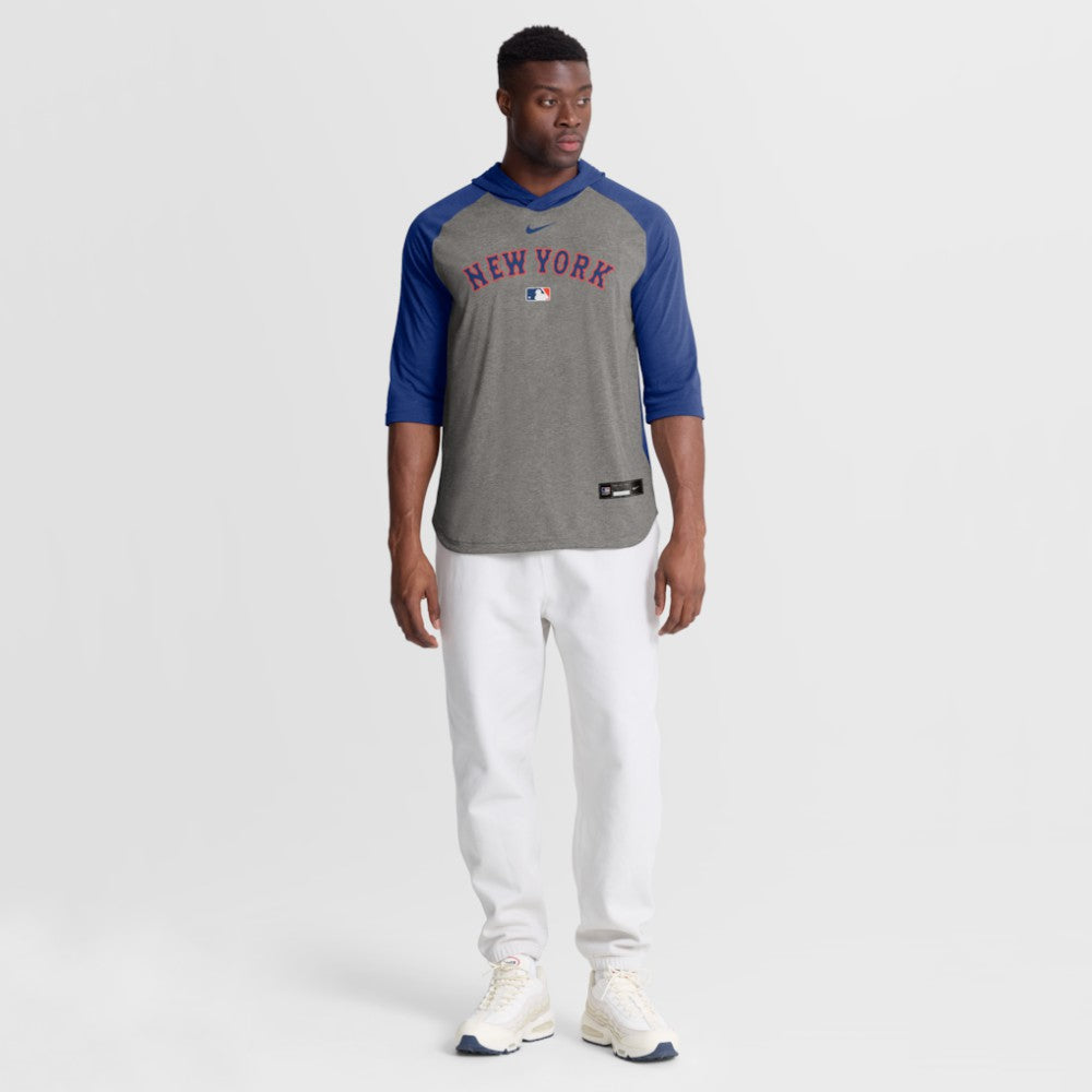 New York Mets Nike Authentic Collection Flux Dri-FIT Raglan 3/4-Sleeve Hooded T-Shirt for sale