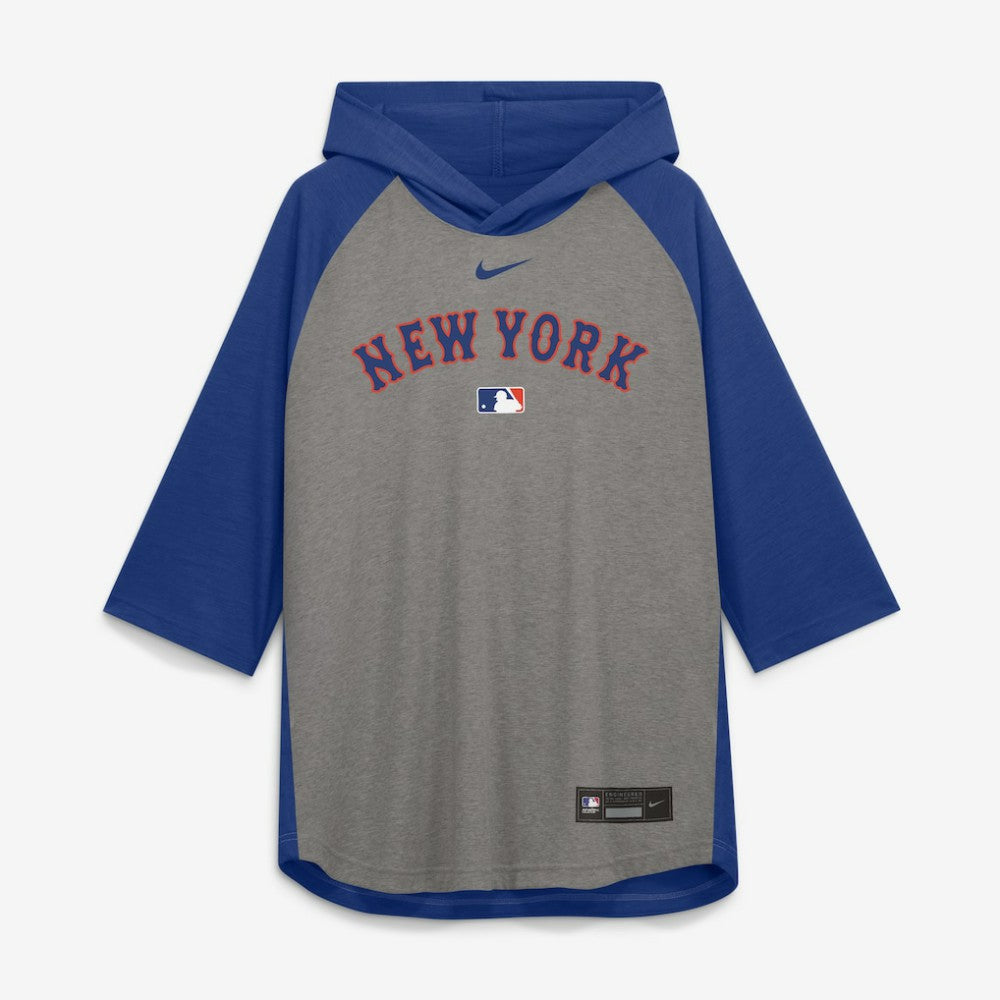 New York Mets Nike Authentic Collection Flux Dri-FIT Raglan 3/4-Sleeve Hooded T-Shirt for sale