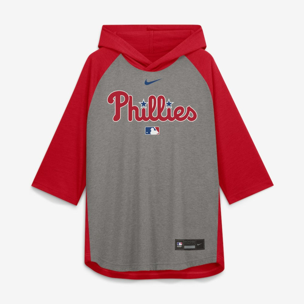 Philadelphia Phillies Nike Authentic Collection Flux Dri-FIT Raglan 3/4-Sleeve Hooded T-Shirt Online