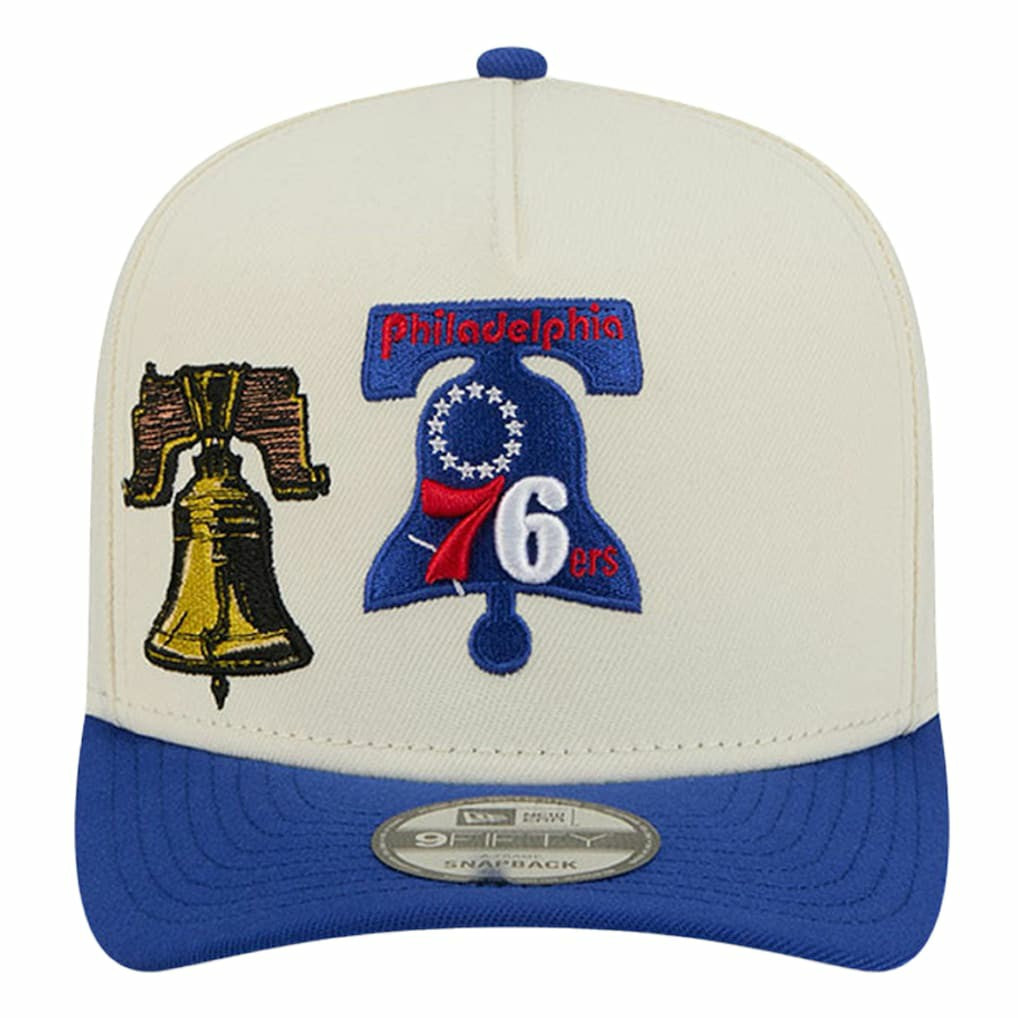 New Era - Philadelphia 76ers Illustrated Mascot 2-Toned Pre-Curved A-Frame 9FIFTY Adjustable Hat - Cream