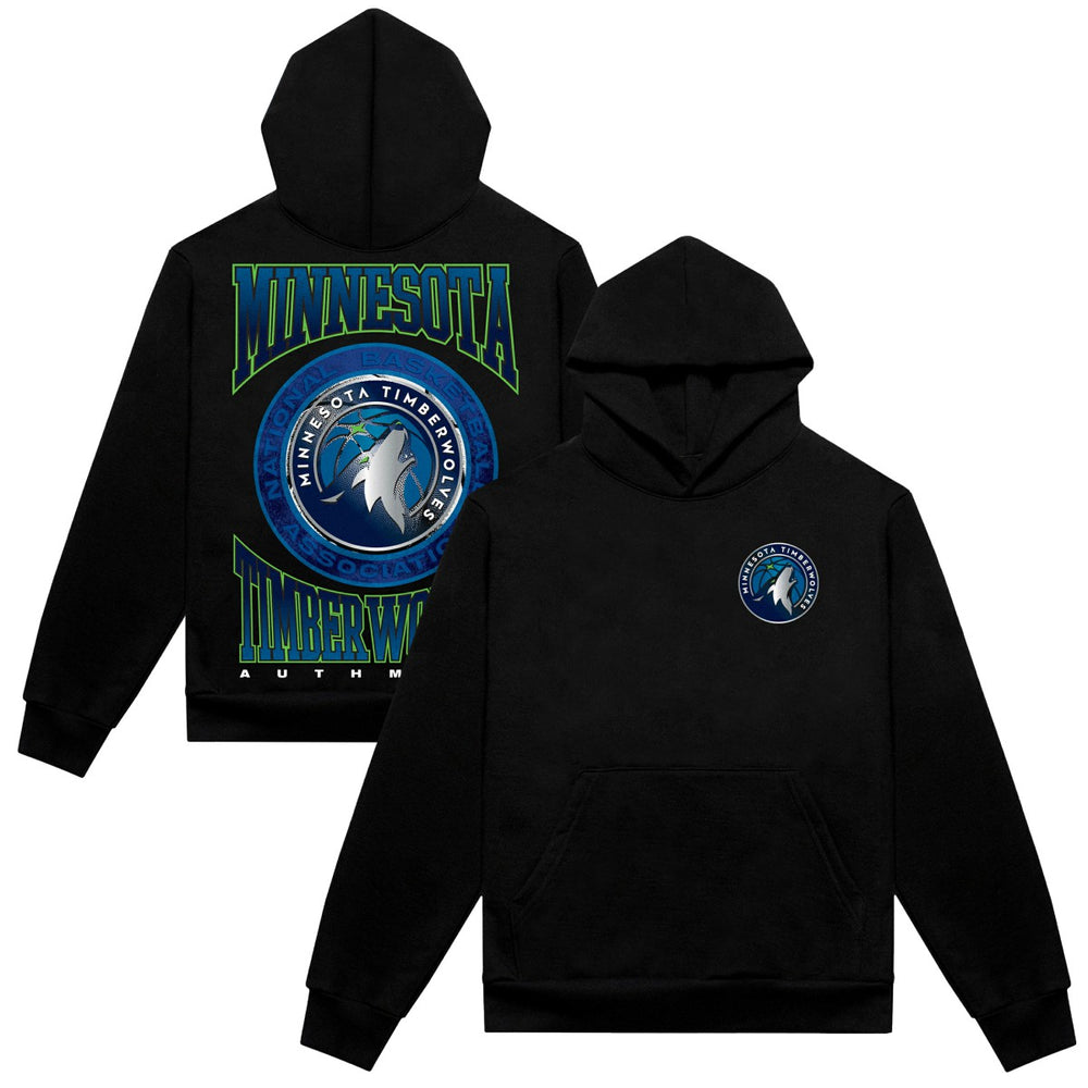 NBA - Minnesota Timberwolves Authmade Vintage Metal Premium Heavyweight Pullover Hoodie - Black