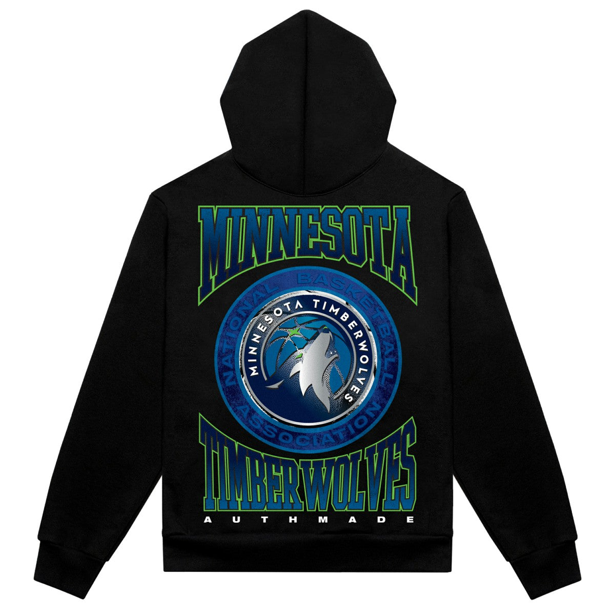 NBA - Minnesota Timberwolves Authmade Vintage Metal Premium Heavyweight Pullover Hoodie - Black