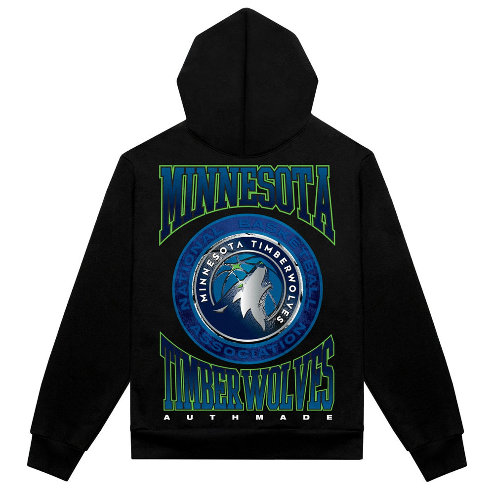 NBA - Minnesota Timberwolves Authmade Vintage Metal Premium Heavyweight Pullover Hoodie - Black