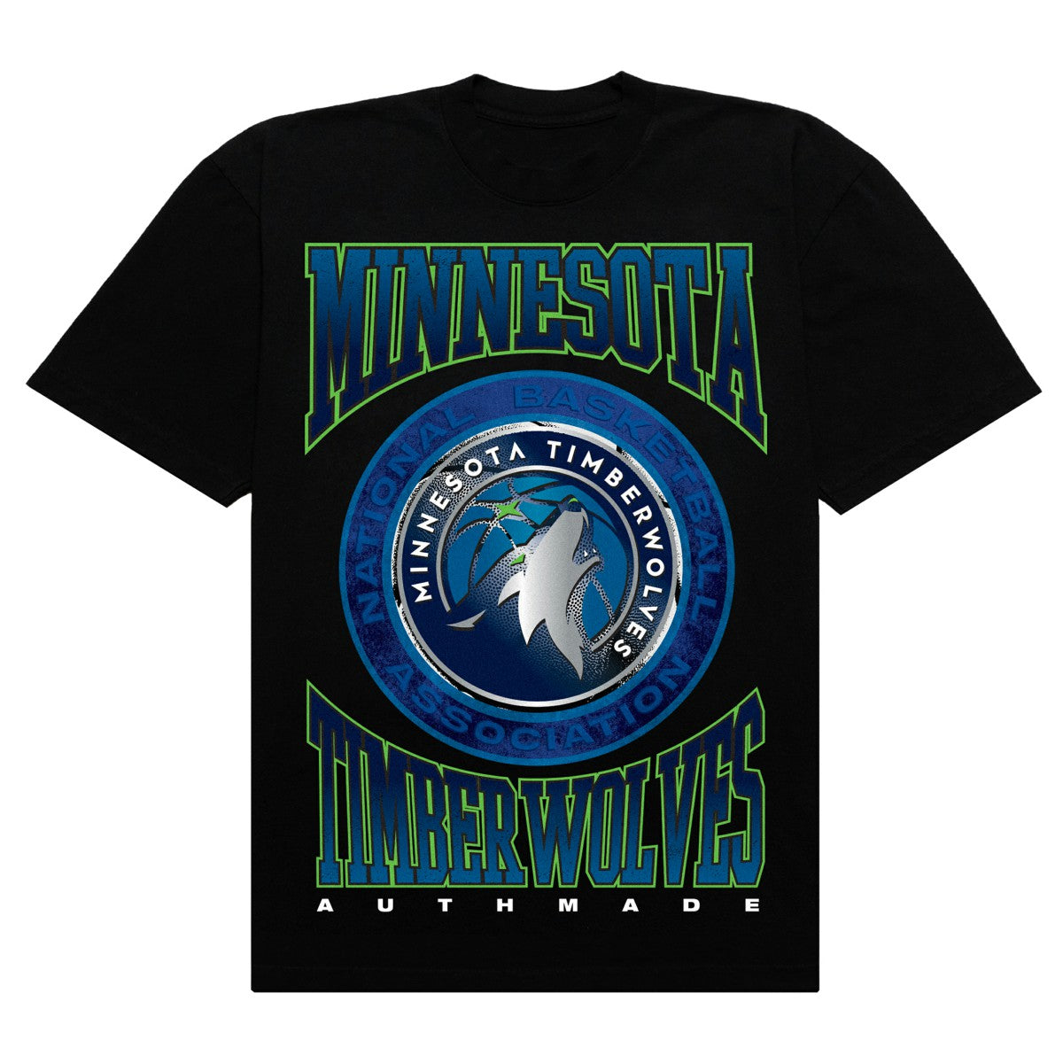 NBA - Minnesota Timberwolves Authmade Vintage Metal Premium Heavyweight T-Shirt - Black