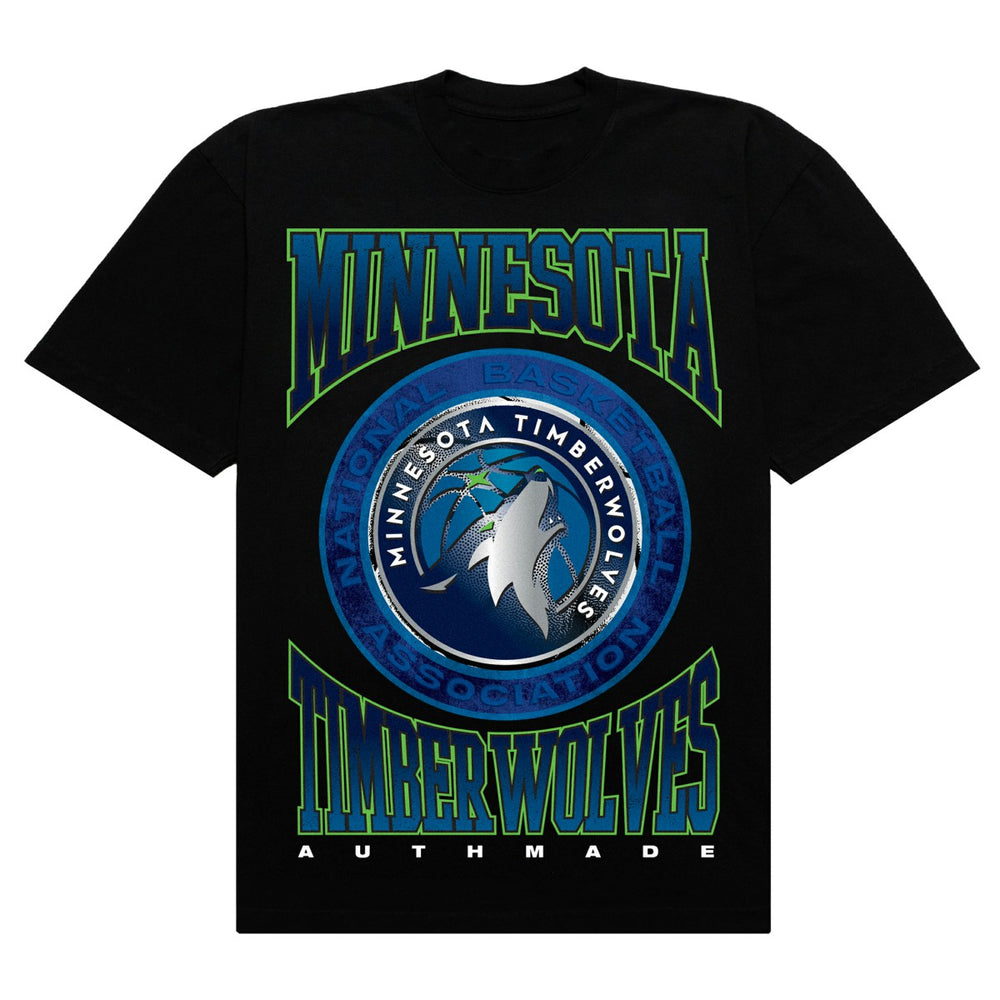 NBA - Minnesota Timberwolves Authmade Vintage Metal Premium Heavyweight T-Shirt - Black