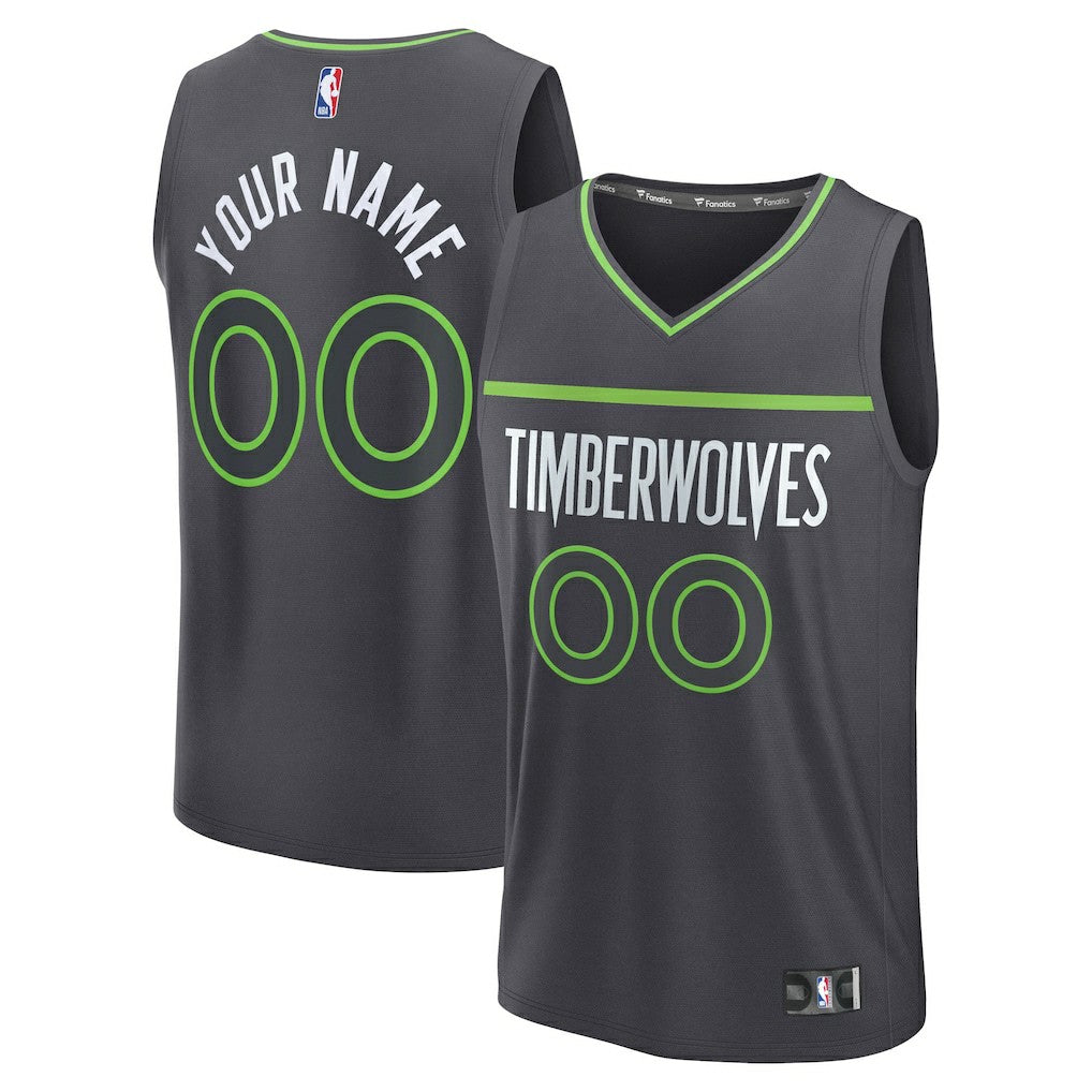 Fanatics - Minnesota Timberwolves Fastbreak Custom Jersey - Statement Edition - Anthracite