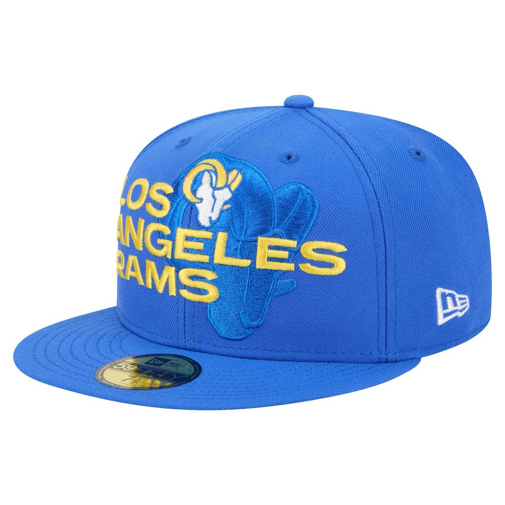 Los Angeles Rams New Era Overlap Wordmark 59FIFTY Fitted Hat Royal - NFL