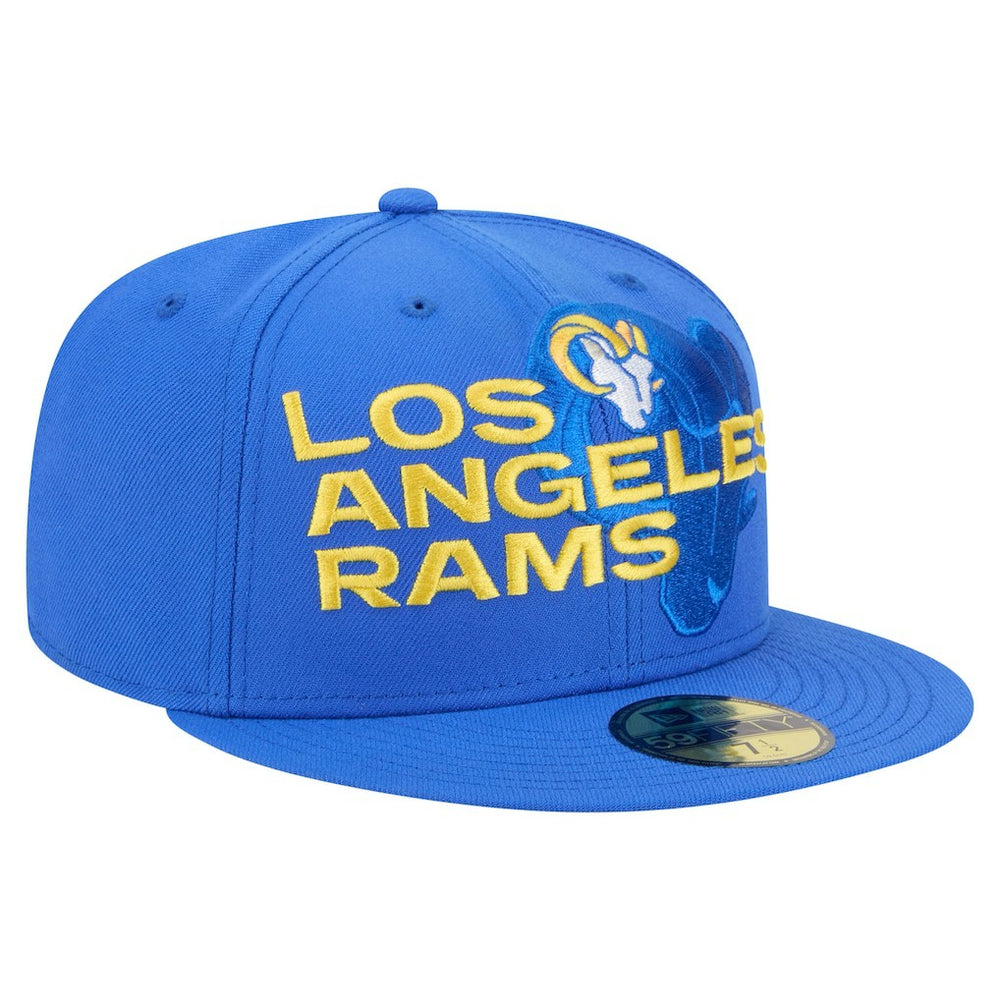 Los Angeles Rams New Era Overlap Wordmark 59FIFTY Fitted Hat Royal - NFL