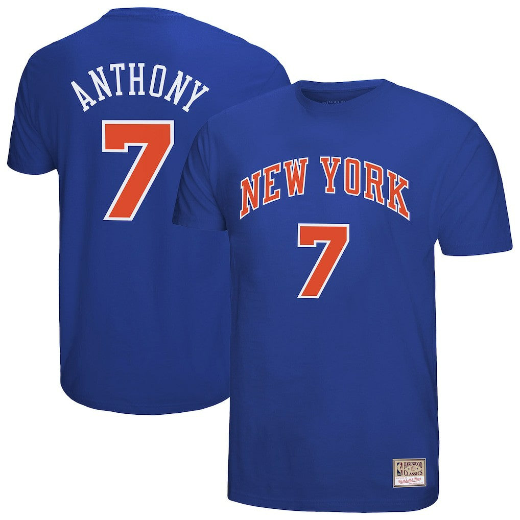 Mitchell & Ness - Carmelo Anthony New York Knicks Hardwood Classics Retro Name & Number T-Shirt - Royal