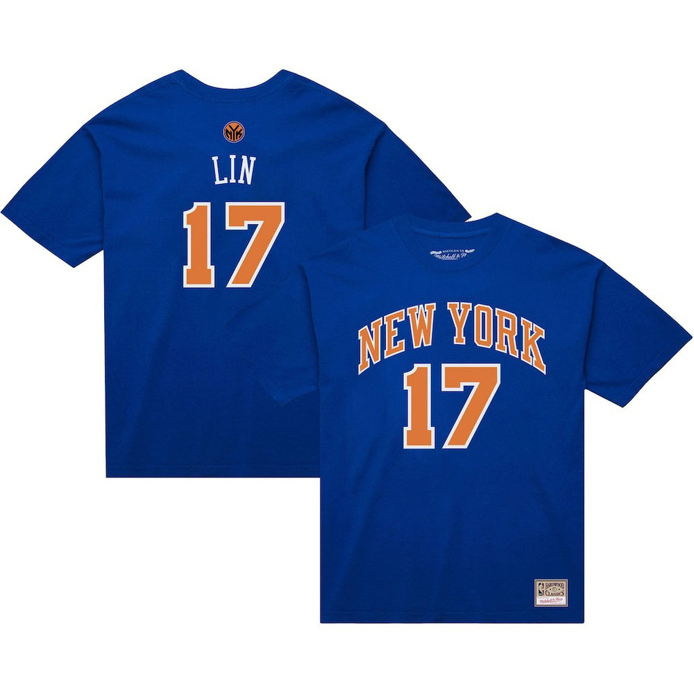 Mitchell & Ness - Jeremy Lin New York Knicks Name & Number T-Shirt - Blue