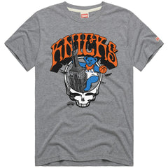 NBA - New York Knicks x Grateful Dead Homage Skull Tri-Blend T-Shirt - Gray