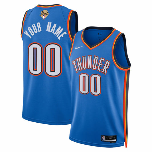 Oklahoma City Thunder Unisex 2025 NBA Finals Patch Custom Swingman Jersey - Blue - Icon Edition | NBA Jerseys