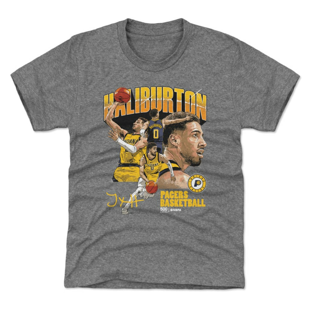 NBA - Tyrese Haliburton Indiana Pacers 500 Level Youth Collage T-Shirt - Gray