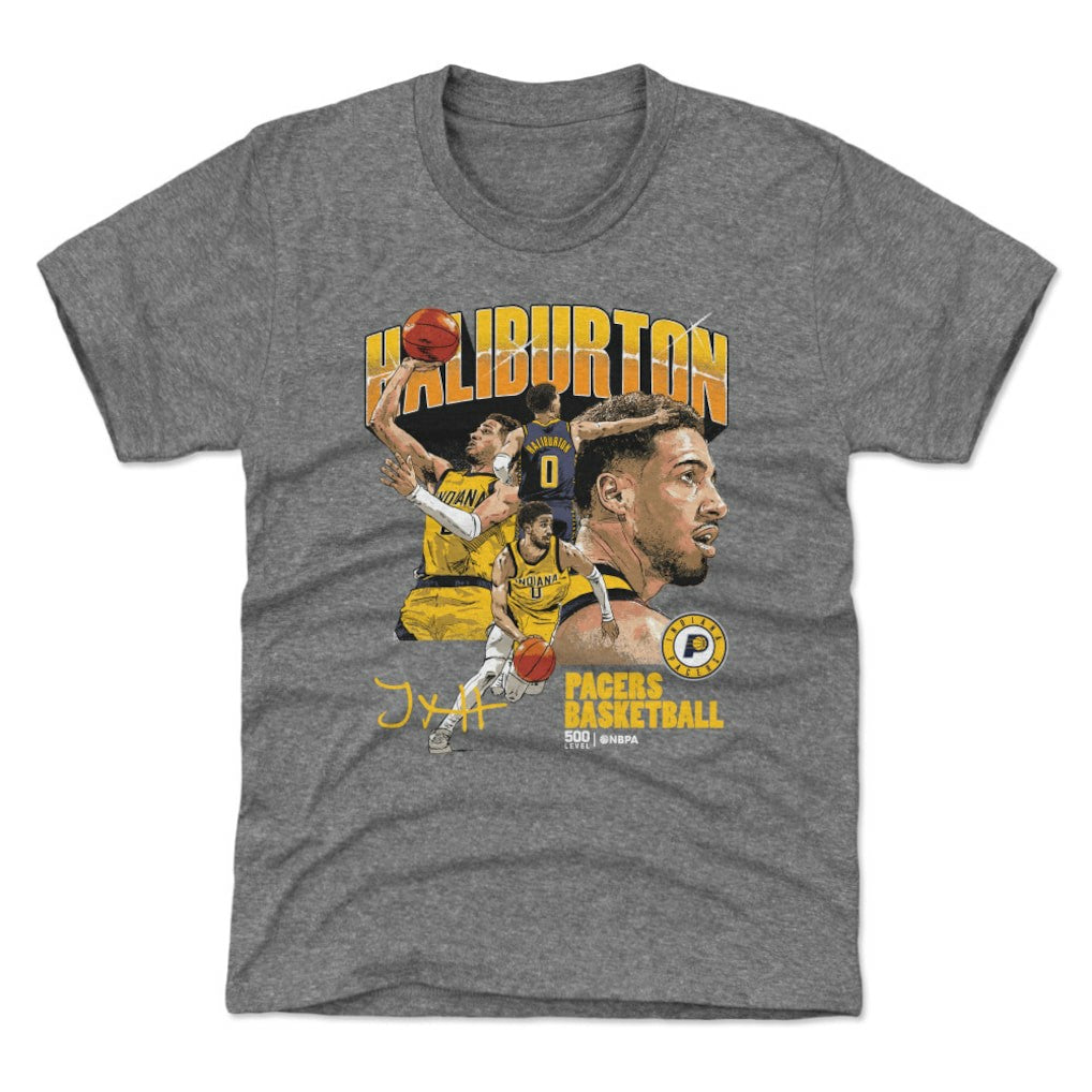 NBA - Tyrese Haliburton Indiana Pacers 500 Level Youth Collage T-Shirt - Gray