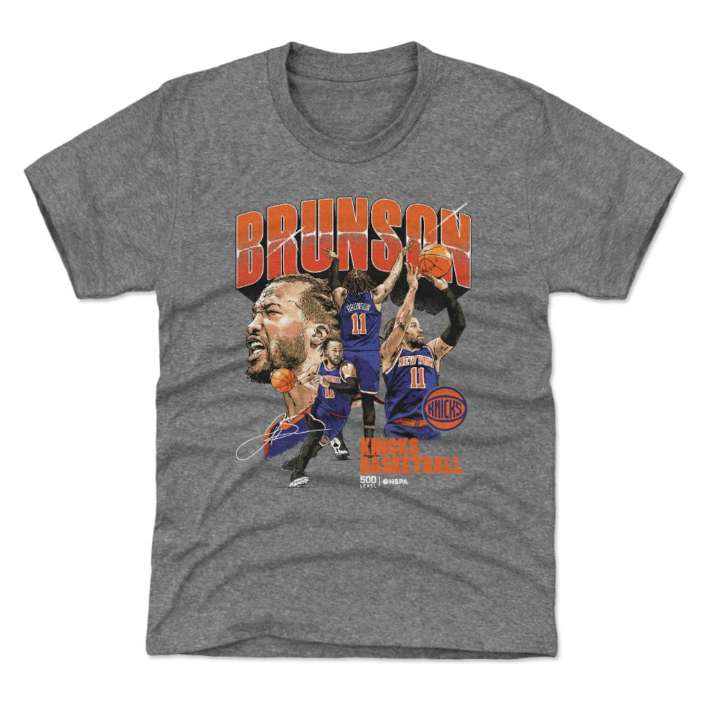 NBA - Jalen Brunson New York Knicks 500 Level Youth Collage T-Shirt - Gray