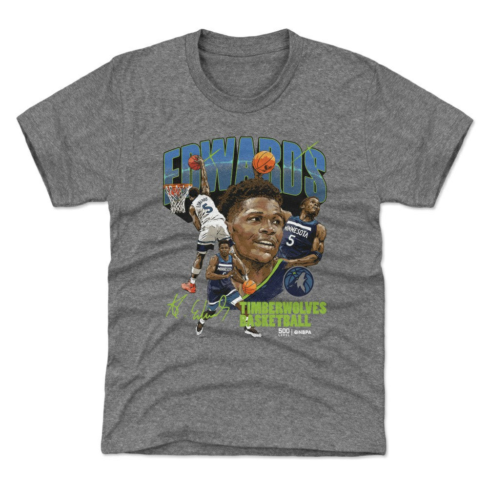 NBA - Anthony Edwards Minnesota Timberwolves 500 Level Youth Collage T-Shirt - Gray