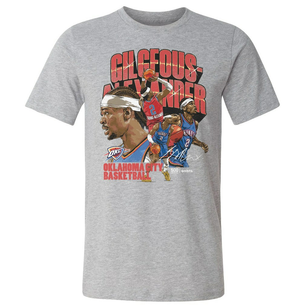 NBA - Shai Gilgeous-Alexander Oklahoma City Thunder 500 Level Collage T-Shirt - Heather Gray