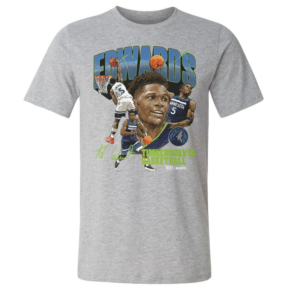 NBA - Anthony Edwards Minnesota Timberwolves 500 Level Collage T-Shirt - Heather Gray