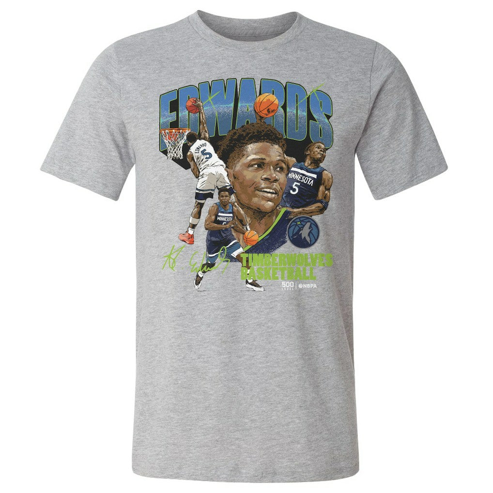 NBA - Anthony Edwards Minnesota Timberwolves 500 Level Collage T-Shirt - Heather Gray