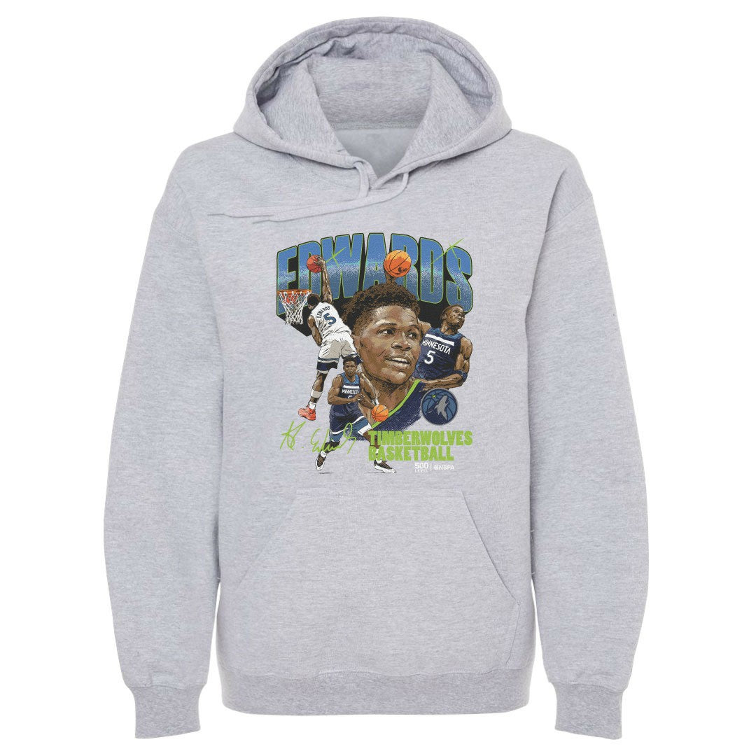 NBA - Anthony Edwards Minnesota Timberwolves 500 Level Collage Pullover Hoodie - Gray