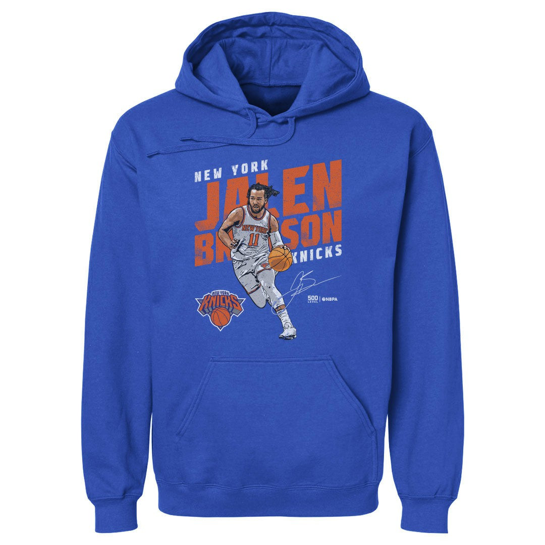 NBA - Jalen Brunson New York Knicks 500 Level Slant Pullover Hoodie - Blue
