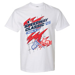 Cincinnati Reds vs. Atlanta Braves The Wild Collective Women's 2025 Speedway Classic Flags T-Shirt Near Me