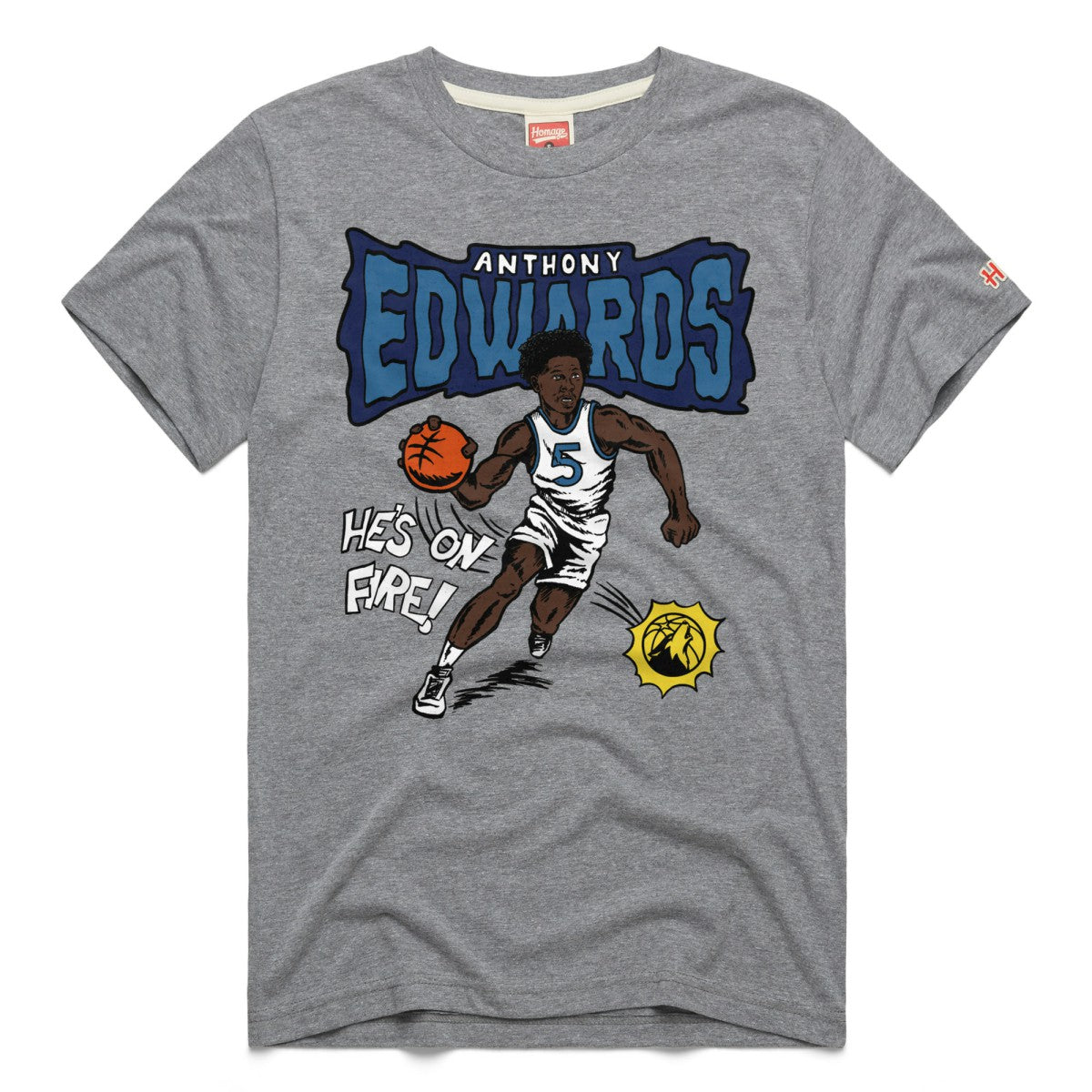 NBA - Anthony Edwards Minnesota Timberwolves Homage Unisex Comic Book Tri-Blend T-Shirt - Gray