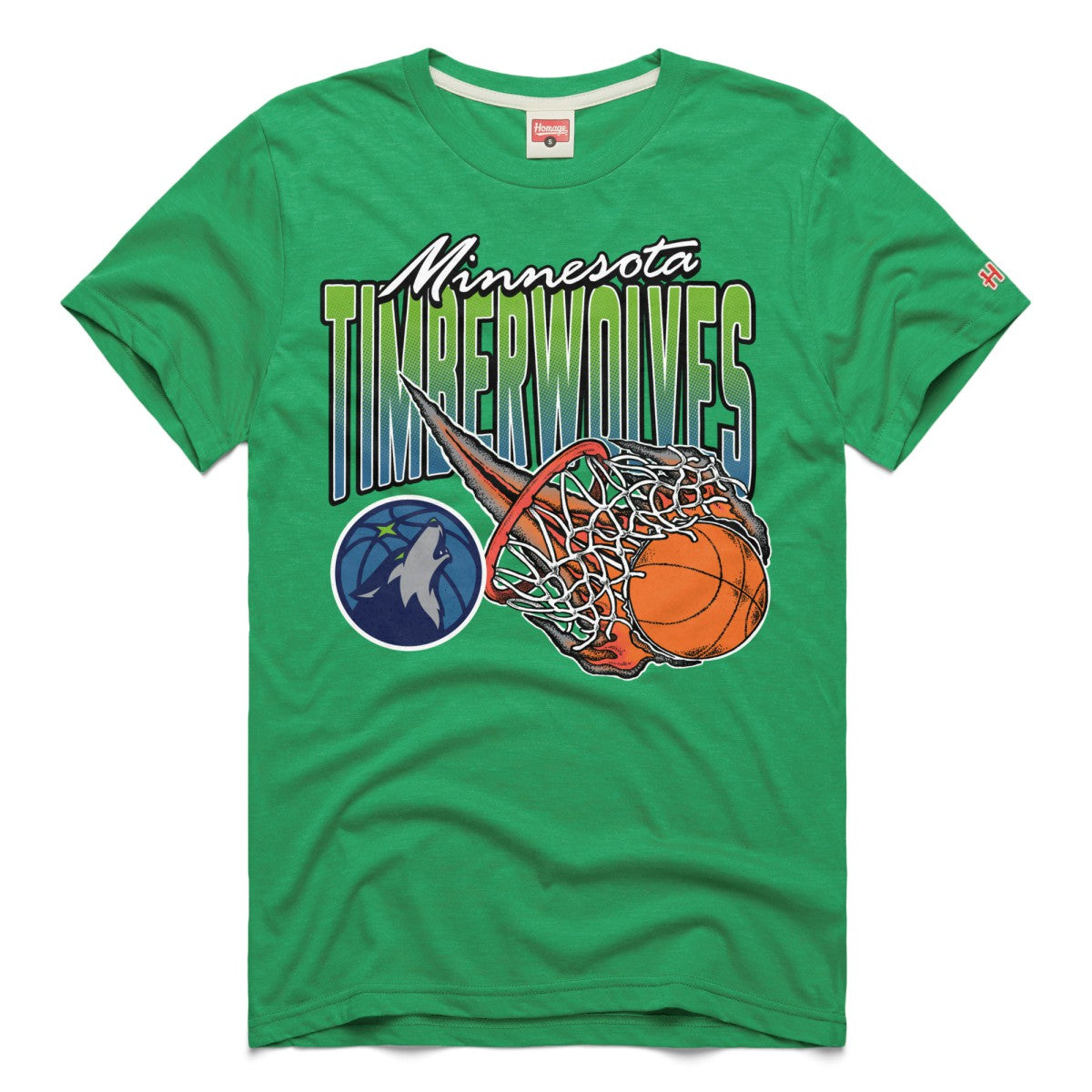 NBA - Minnesota Timberwolves Homage Unisex On Fire Tri-Blend T-Shirt - Green