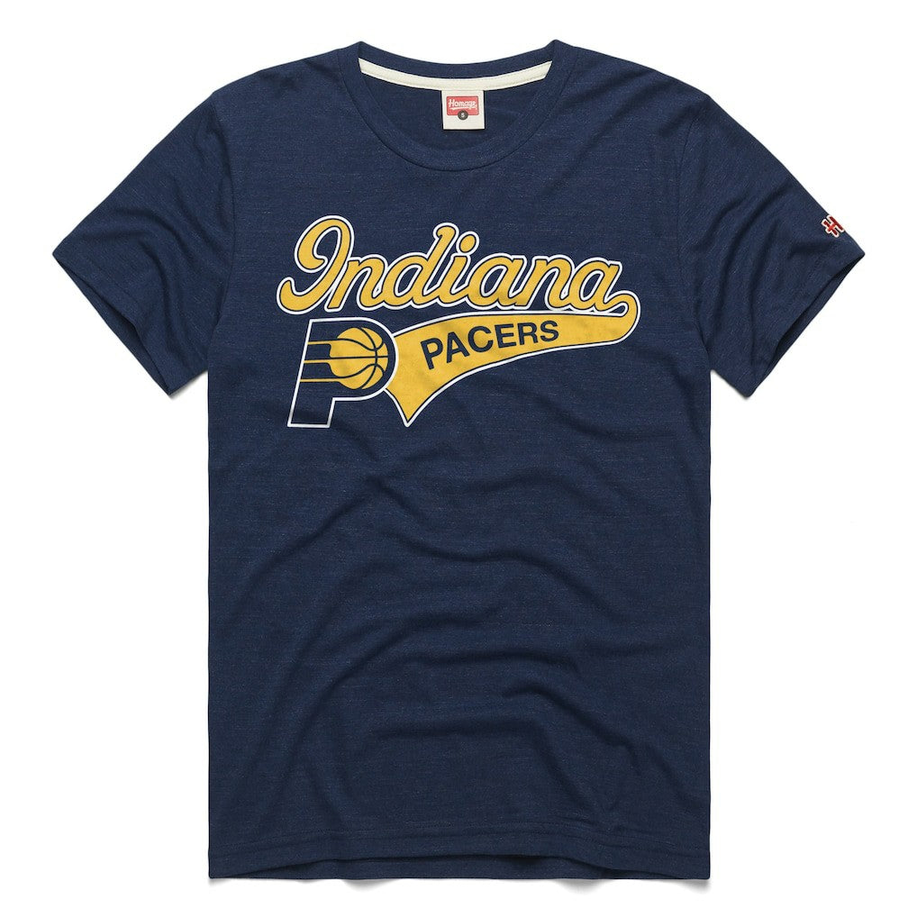 NBA - Indiana Pacers Homage Unisex Script Tri-Blend T-Shirt - Navy