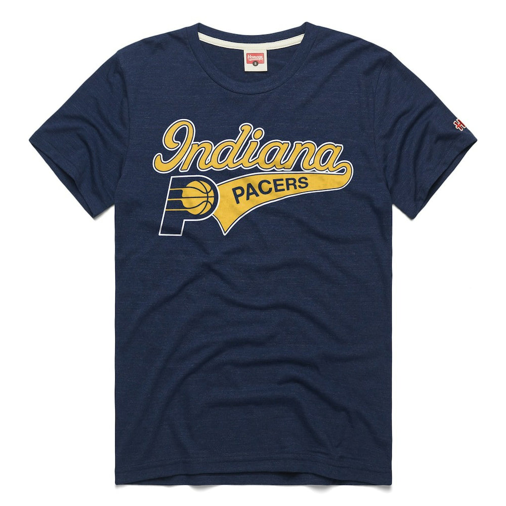 NBA - Indiana Pacers Homage Unisex Script Tri-Blend T-Shirt - Navy