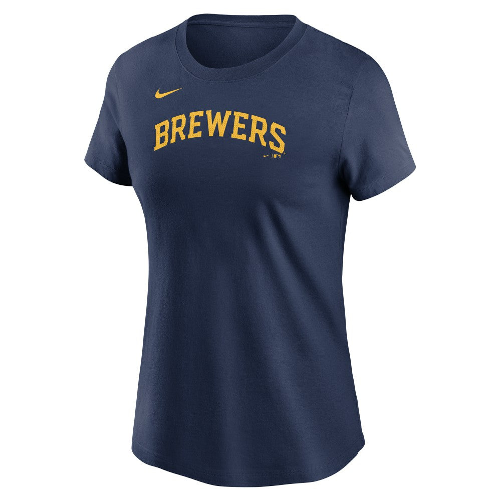 Jackson Chourio Milwaukee Brewers Nike Women's Cooperstown Collection Fuse Name & Number T-Shirt On Sale