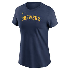 Jackson Chourio Milwaukee Brewers Nike Women's Cooperstown Collection Fuse Name & Number T-Shirt On Sale